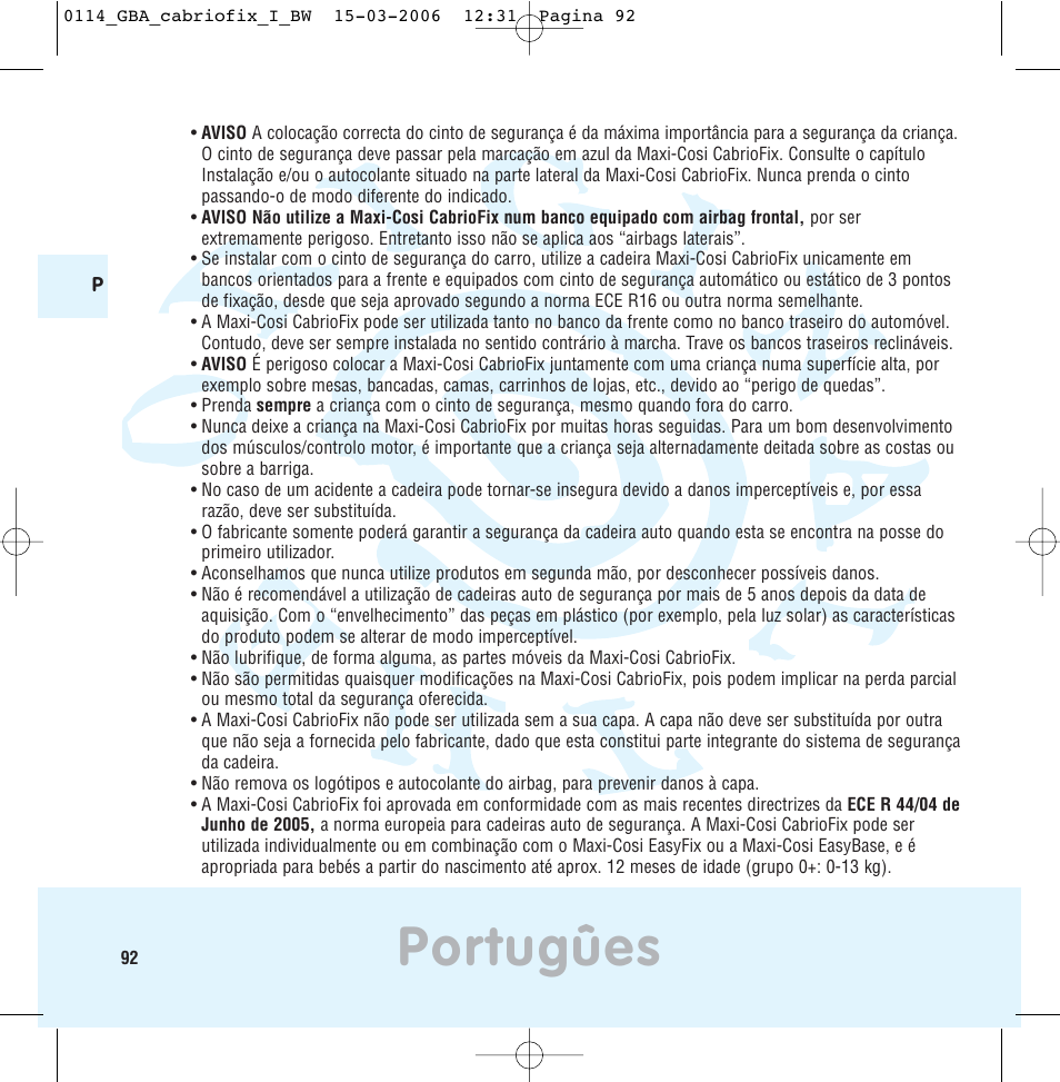Portugûes | Maxi-Cosi THE SAFE WORLD OF I User Manual | Page 88 / 98