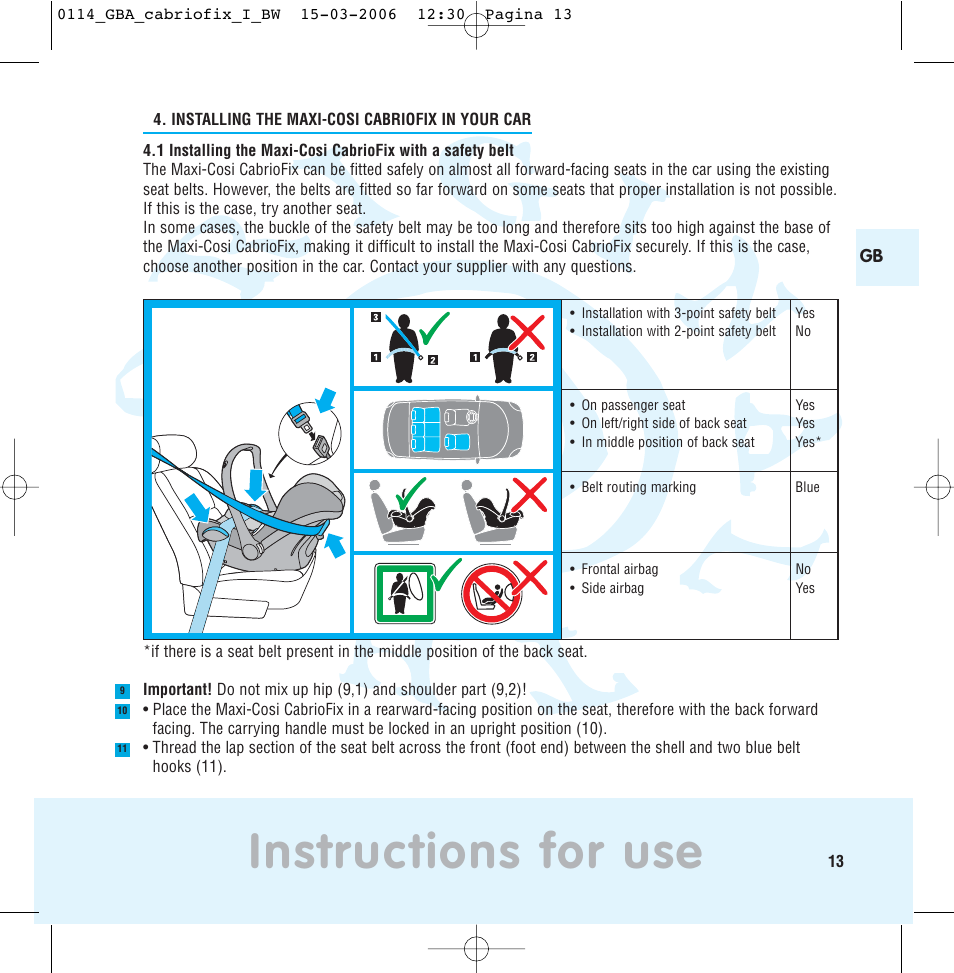 Instructions for use | Maxi-Cosi THE SAFE WORLD OF I User Manual | Page 9 / 98