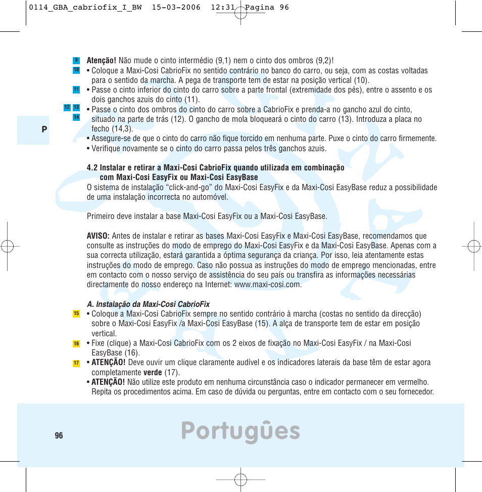 Portugûes | Maxi-Cosi THE SAFE WORLD OF I User Manual | Page 92 / 98
