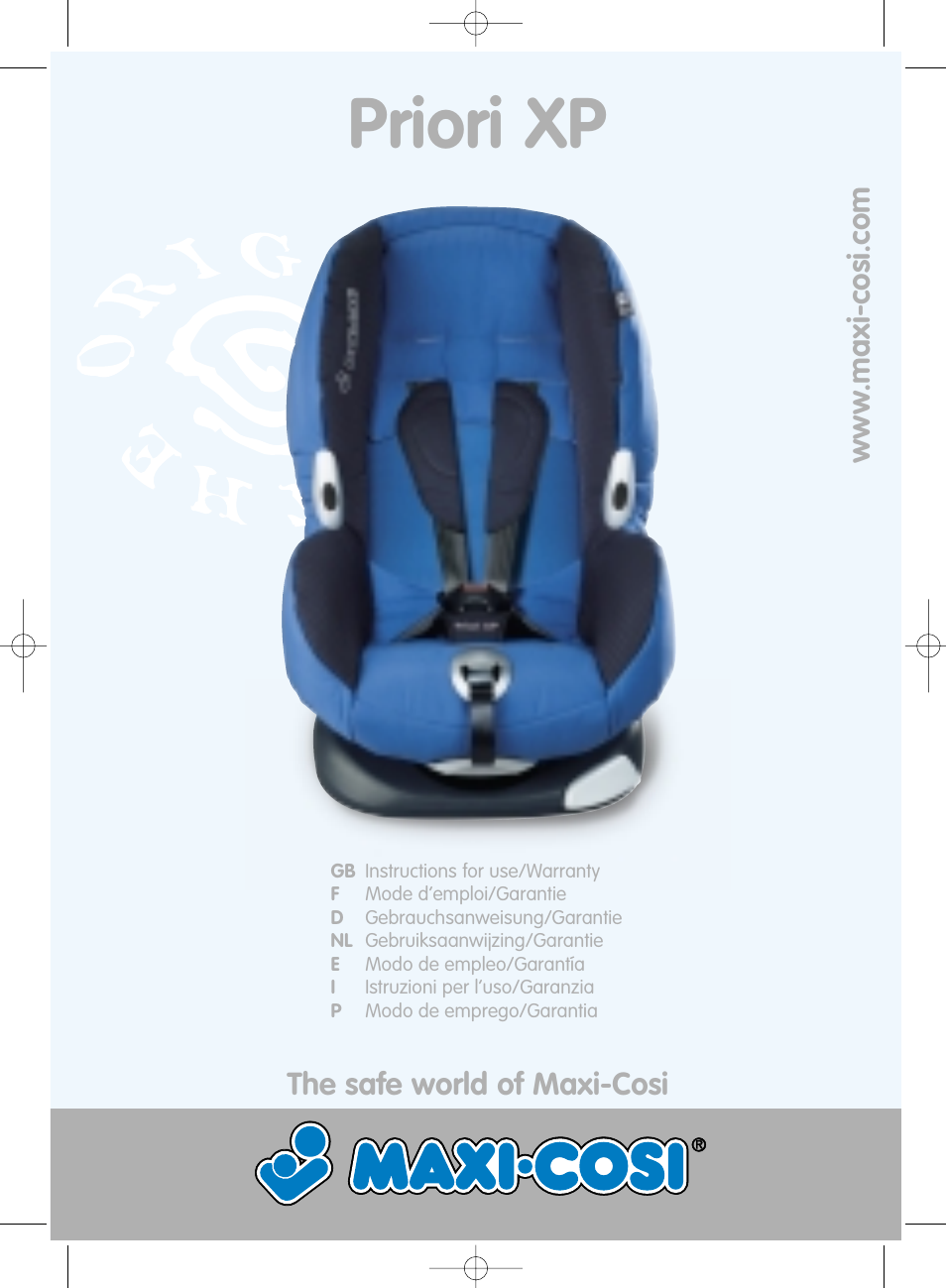 Maxi-Cosi Priori XP User Manual | 48 pages