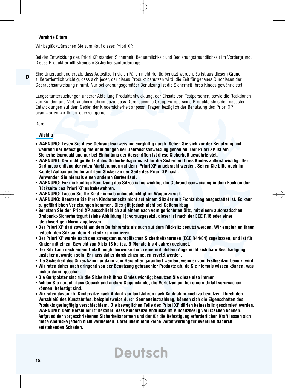 Deutsch | Maxi-Cosi Priori XP User Manual | Page 18 / 48