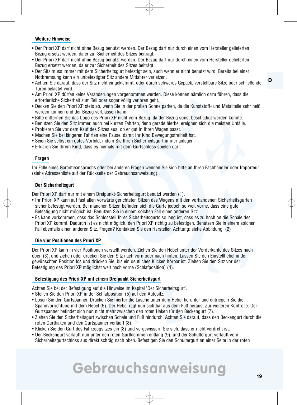 Gebrauchsanweisung | Maxi-Cosi Priori XP User Manual | Page 19 / 48