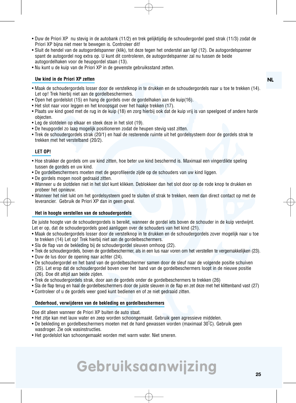 Gebruiksaanwijzing | Maxi-Cosi Priori XP User Manual | Page 25 / 48