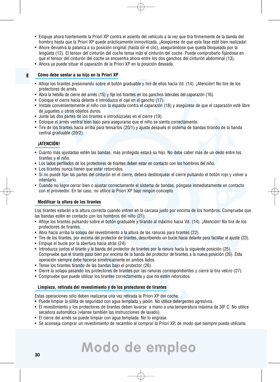 Modo de empleo | Maxi-Cosi Priori XP User Manual | Page 30 / 48