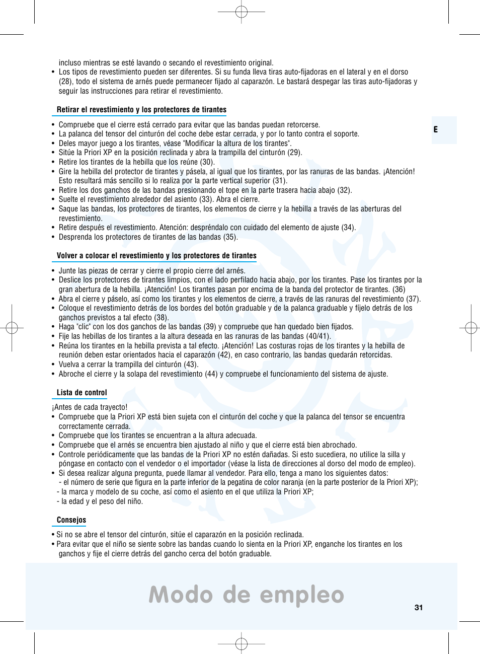 Modo de empleo | Maxi-Cosi Priori XP User Manual | Page 31 / 48
