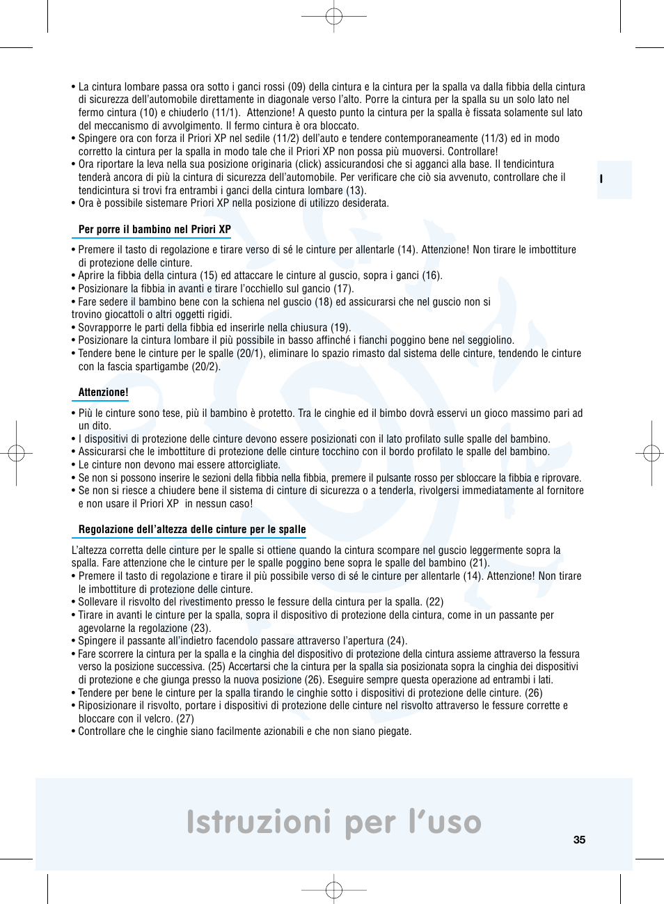 Istruzioni per l’uso | Maxi-Cosi Priori XP User Manual | Page 35 / 48