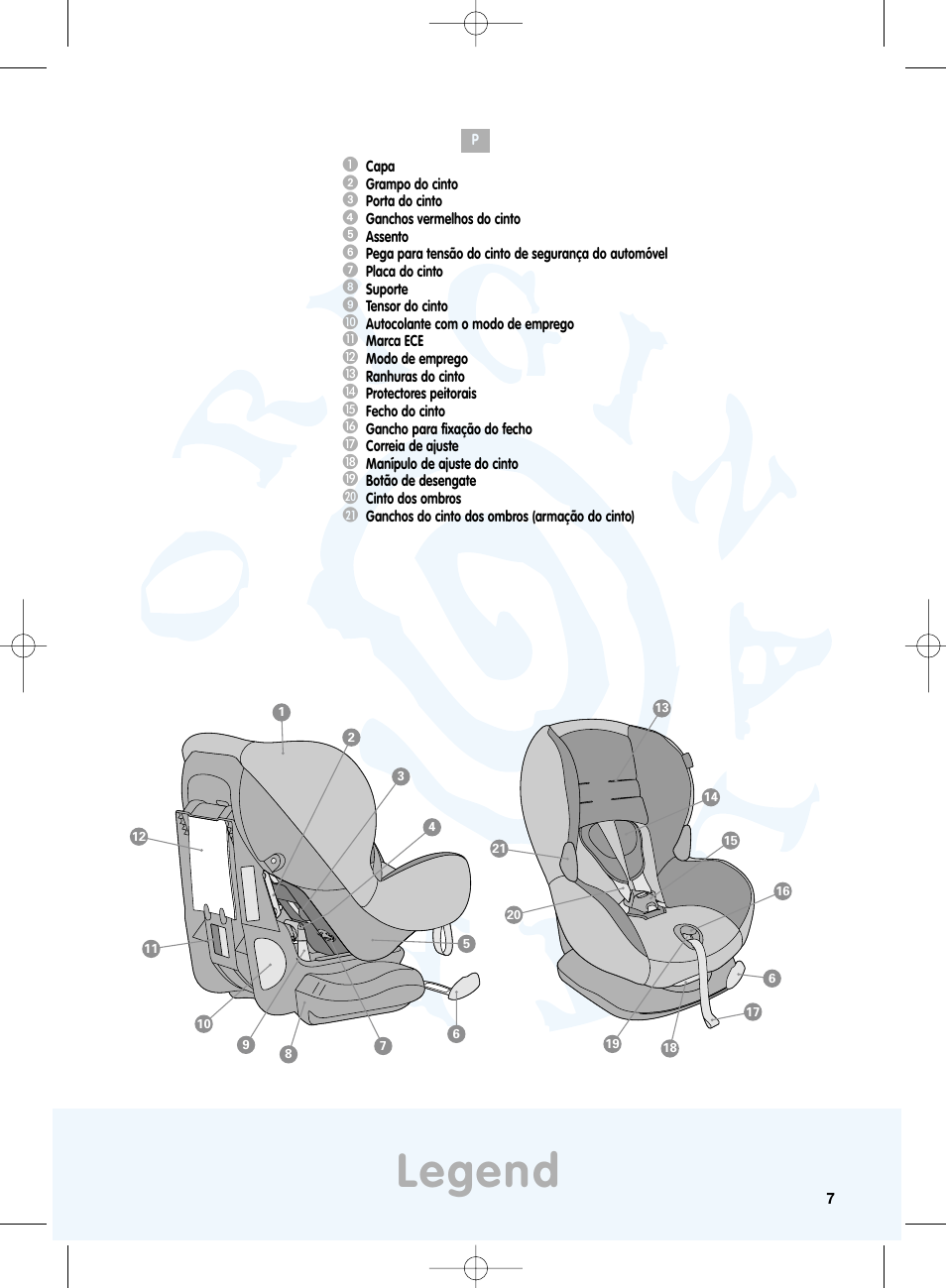 Legend | Maxi-Cosi Priori XP User Manual | Page 7 / 48