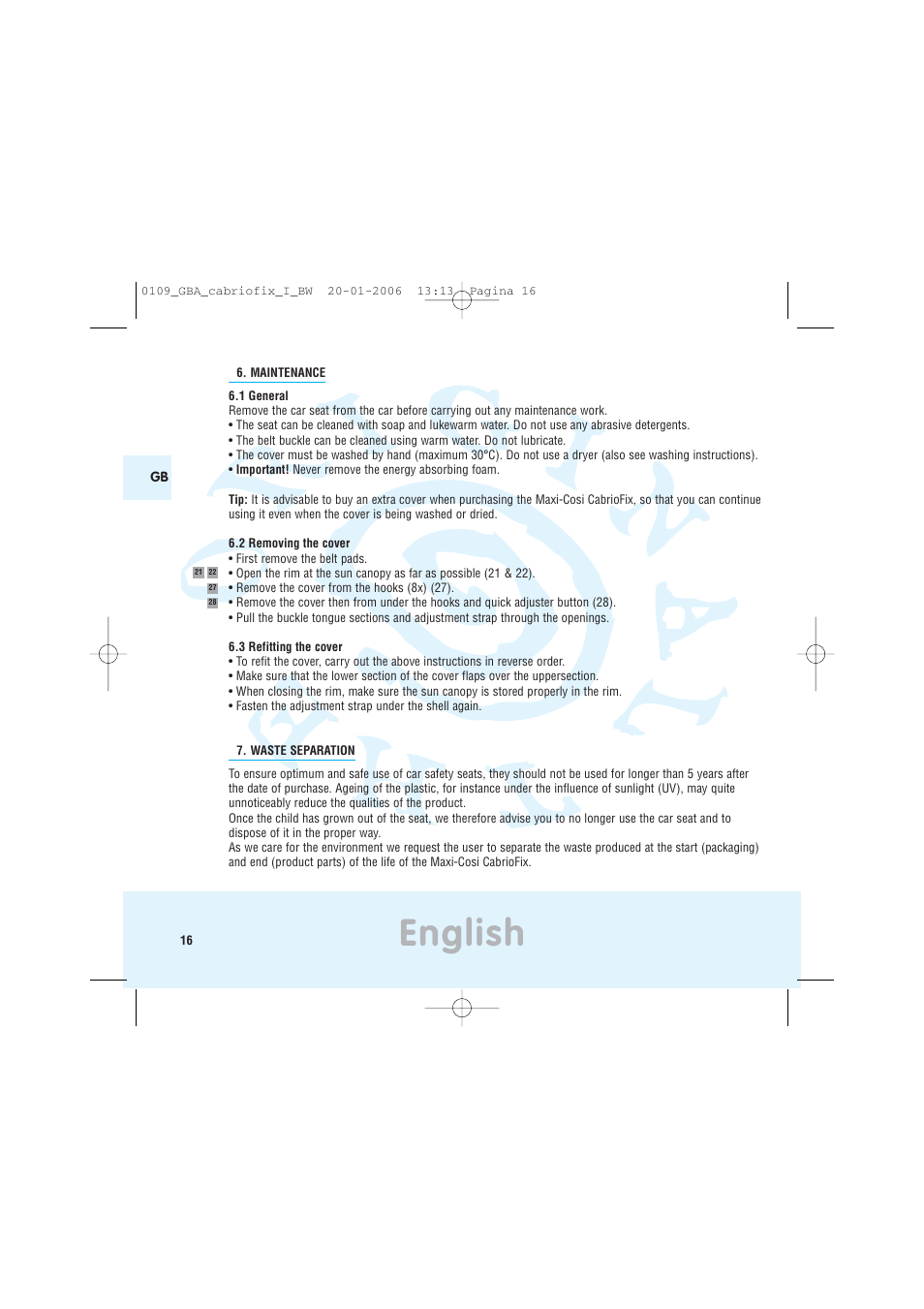English | Maxi-Cosi Baby Crrier User Manual | Page 12 / 98