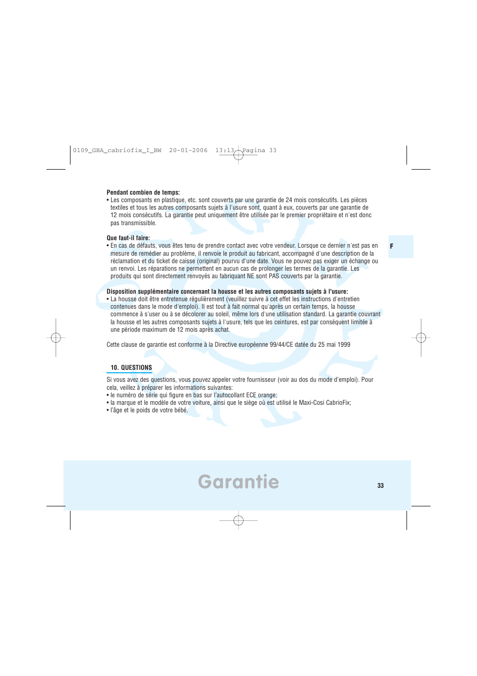 Garantie | Maxi-Cosi Baby Crrier User Manual | Page 29 / 98