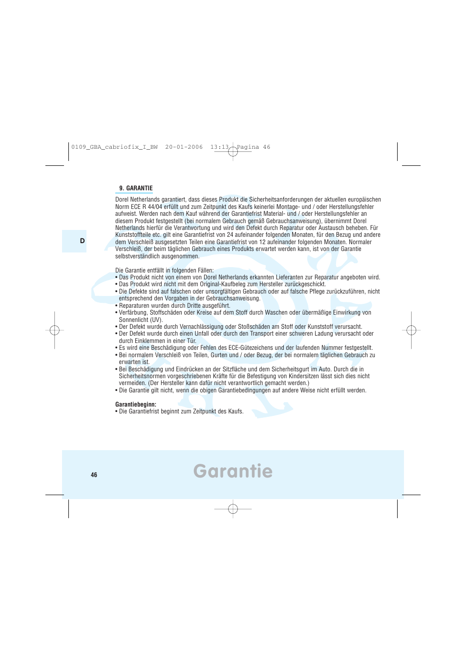 Garantie | Maxi-Cosi Baby Crrier User Manual | Page 42 / 98