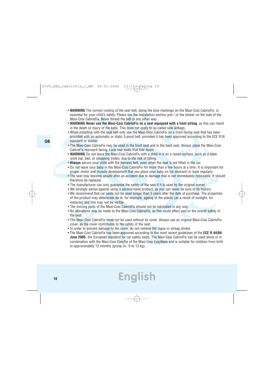 English | Maxi-Cosi Baby Crrier User Manual | Page 6 / 98