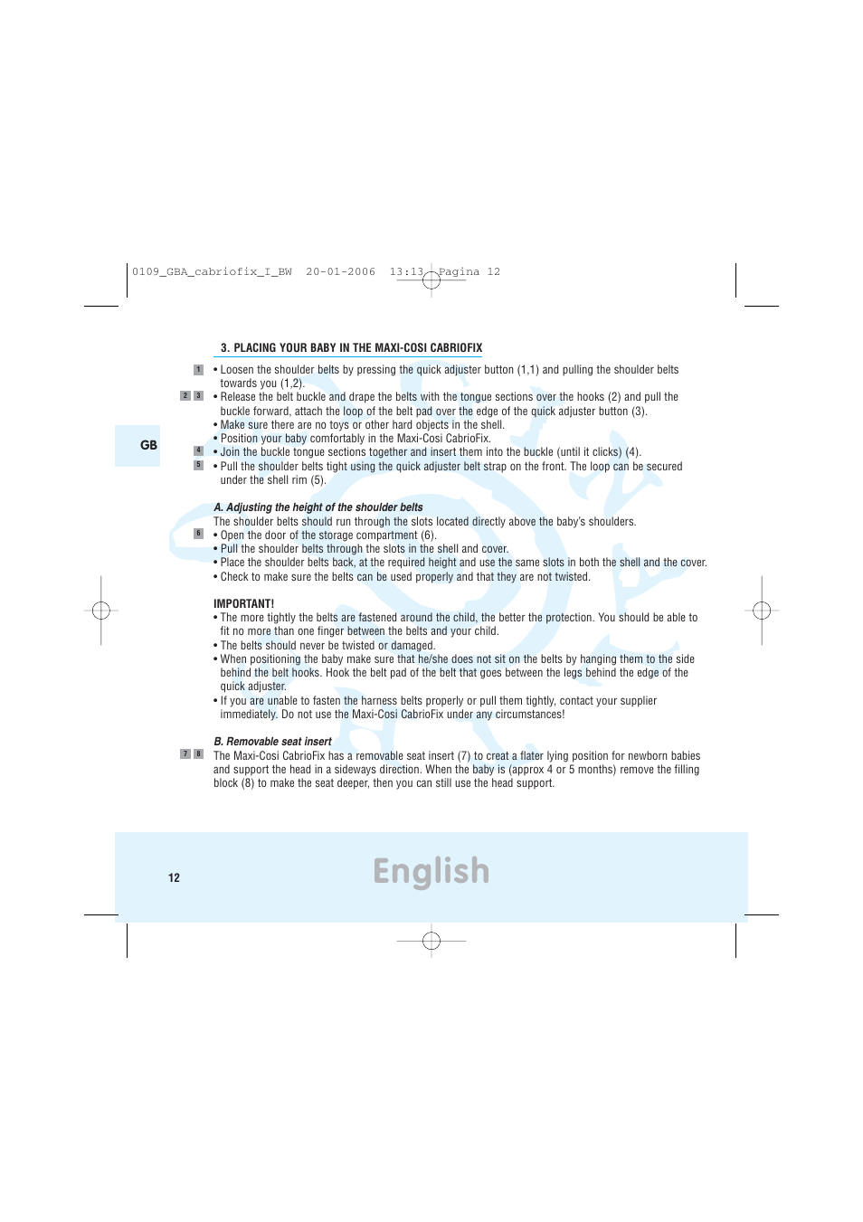 English | Maxi-Cosi Baby Crrier User Manual | Page 8 / 98