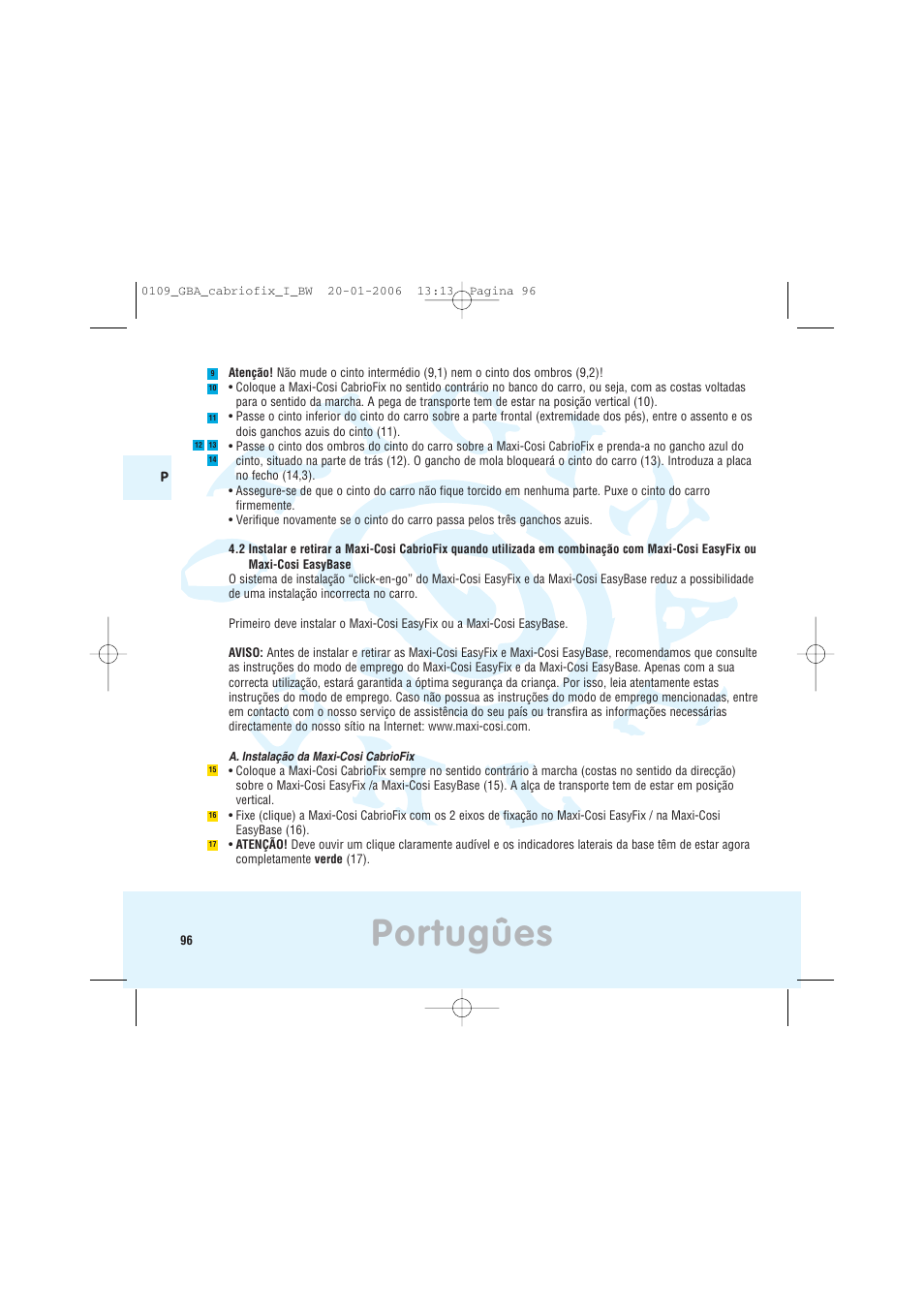 Portugûes | Maxi-Cosi Baby Crrier User Manual | Page 92 / 98