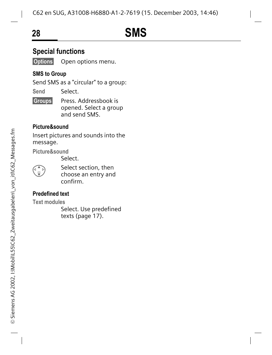 Special functions | Siemens C62 User Manual | Page 29 / 67