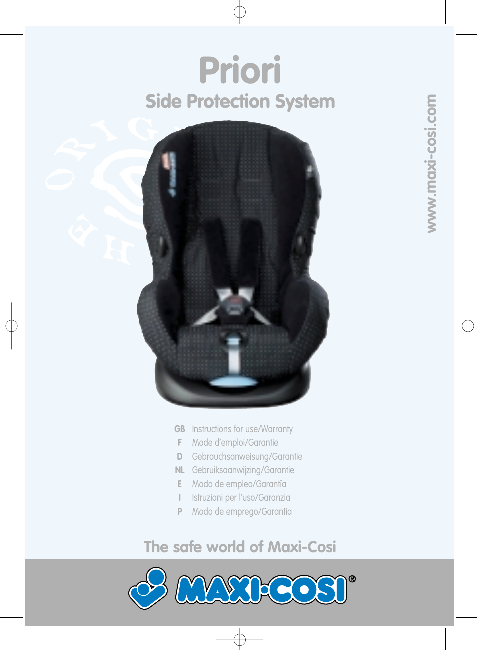 Maxi-Cosi Priori Side Protection System User Manual | 40 pages