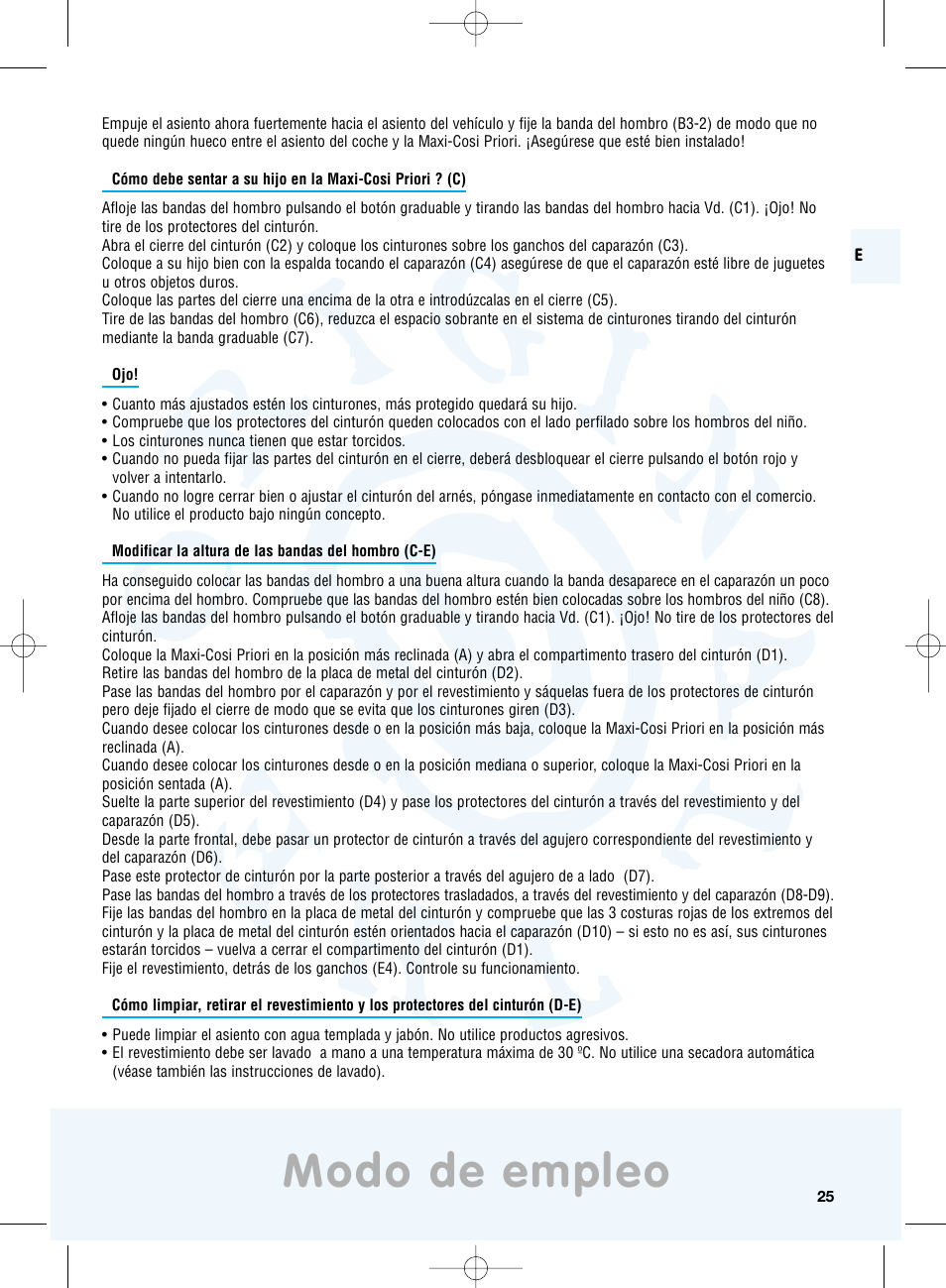 Modo de empleo | Maxi-Cosi Priori Side Protection System User Manual | Page 25 / 40