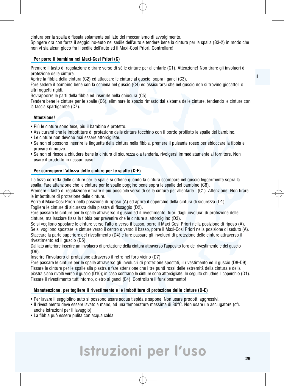 Istruzioni per l’uso | Maxi-Cosi Priori Side Protection System User Manual | Page 29 / 40