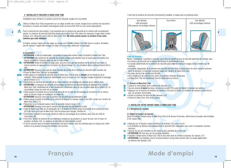 Mode d’emploi, Français | Maxi-Cosi Tobi User Manual | Page 12 / 41