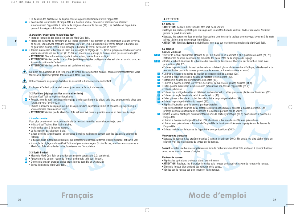 Mode d’emploi, Français | Maxi-Cosi Tobi User Manual | Page 13 / 41