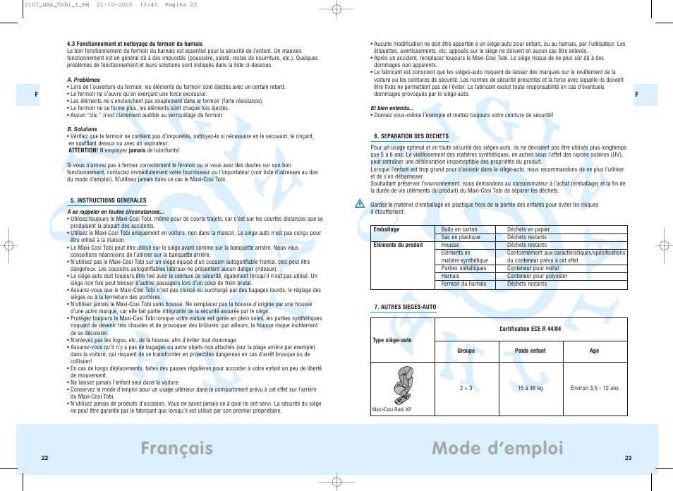 Mode d’emploi, Français | Maxi-Cosi Tobi User Manual | Page 14 / 41