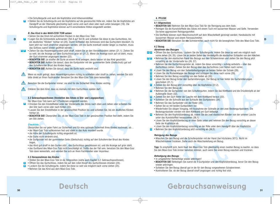 Gebrauchsanweisung, Deutsch | Maxi-Cosi Tobi User Manual | Page 18 / 41