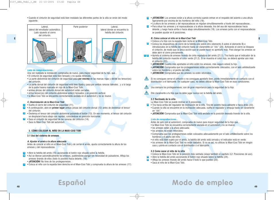 Modo de empleo, Español | Maxi-Cosi Tobi User Manual | Page 28 / 41