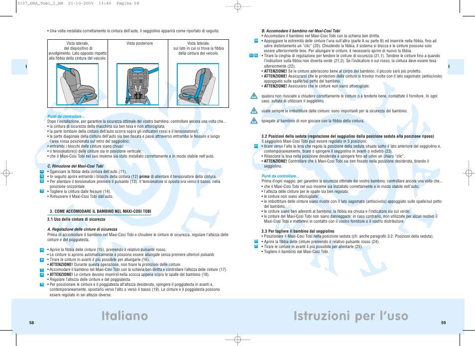 Istruzioni per l’uso, Italiano | Maxi-Cosi Tobi User Manual | Page 33 / 41