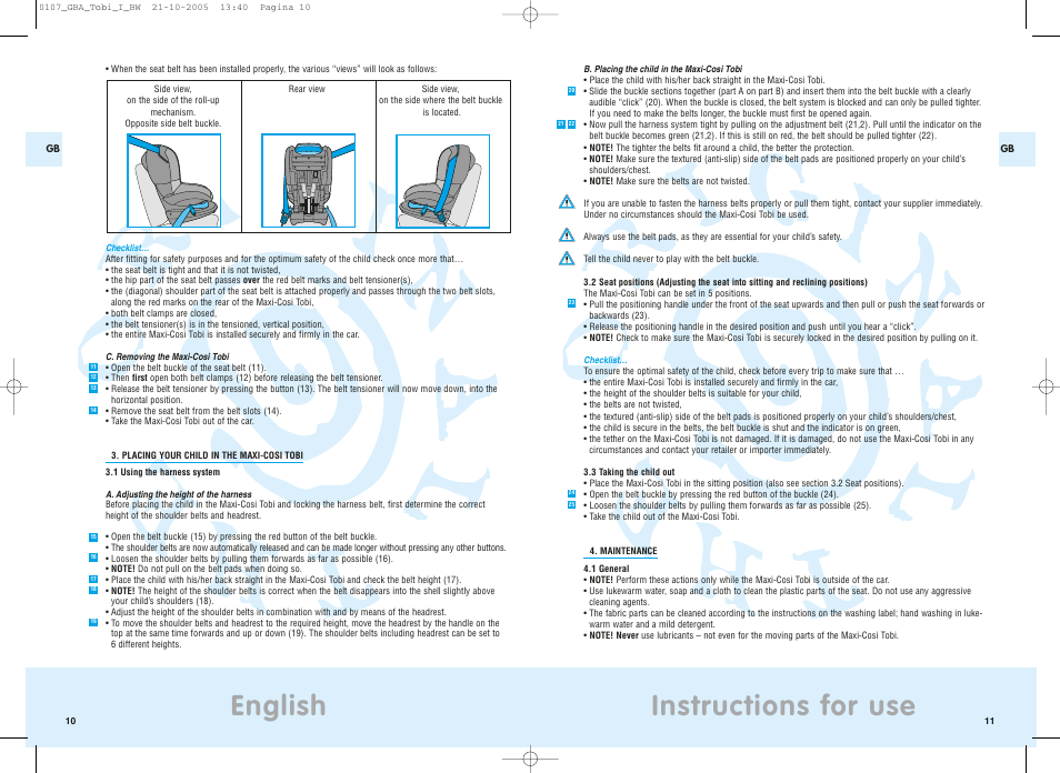Instructions for use, English | Maxi-Cosi Tobi User Manual | Page 8 / 41
