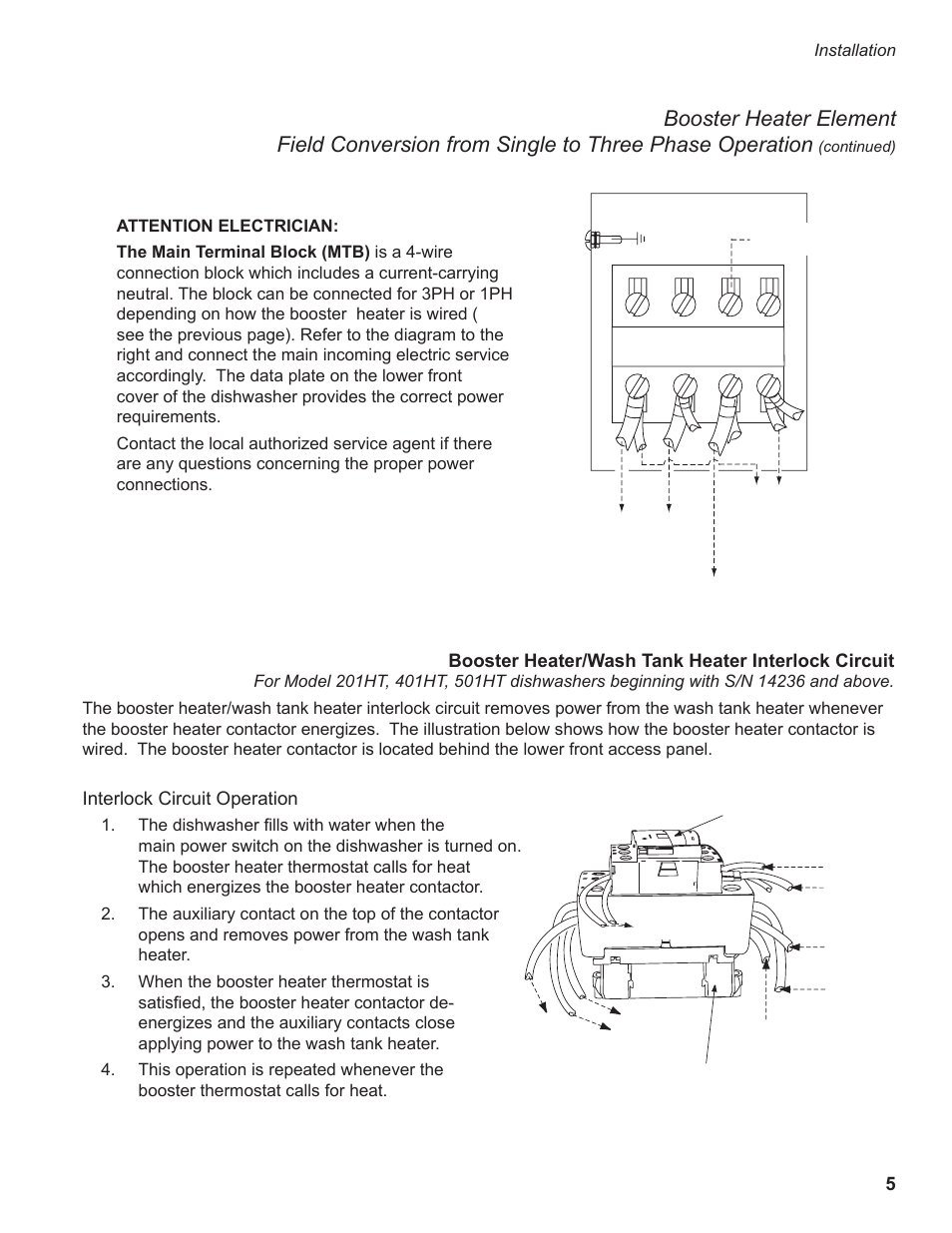 Booster heater/wash tank heater interlock circuit, Interlock circuit operation | Moyer Diebel 501HT User Manual | Page 15 / 78