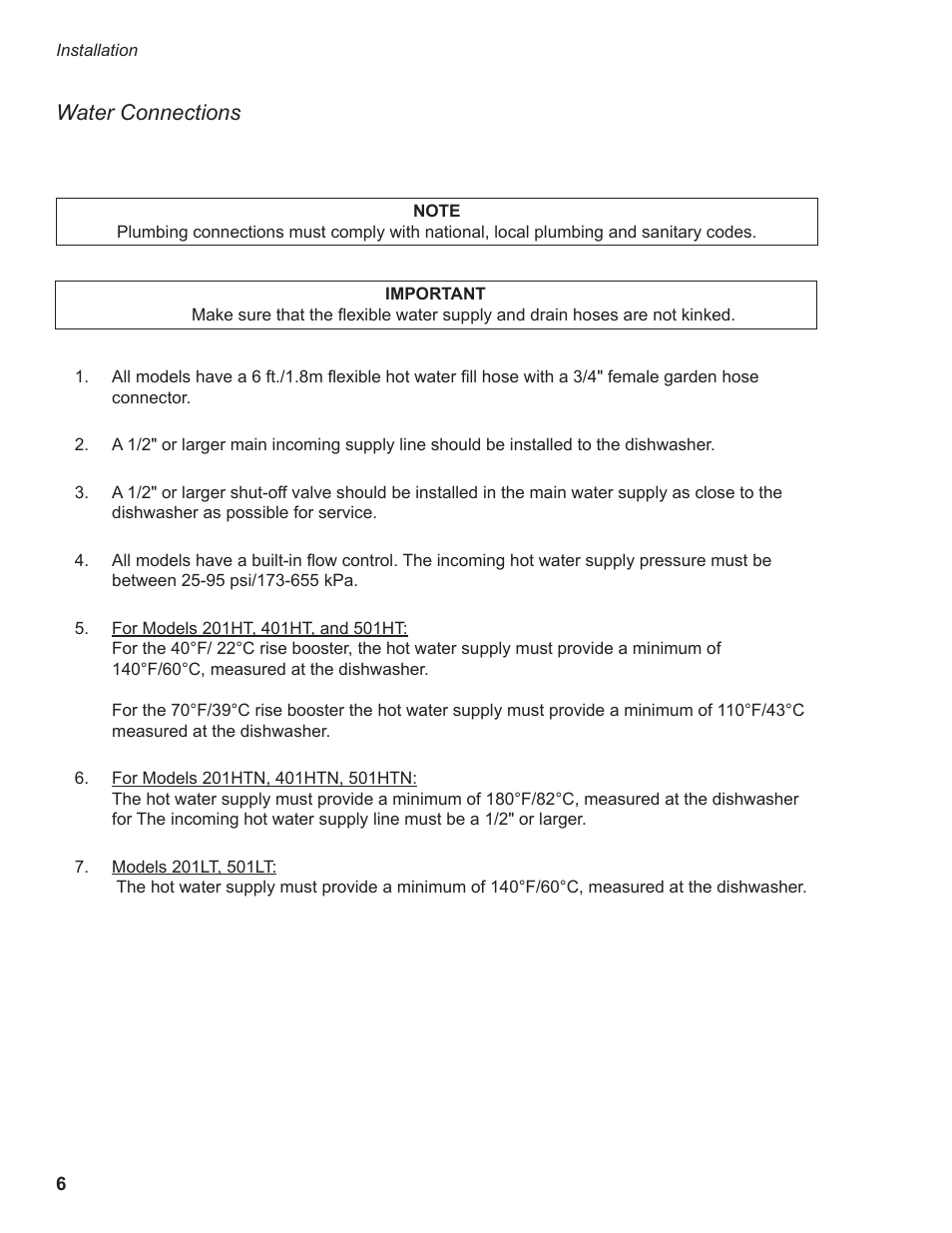 Water connections | Moyer Diebel 501HT User Manual | Page 16 / 78