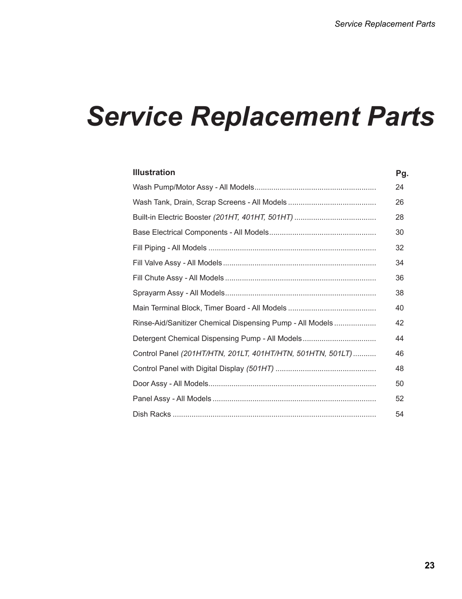 Service replacement parts | Moyer Diebel 501HT User Manual | Page 33 / 78