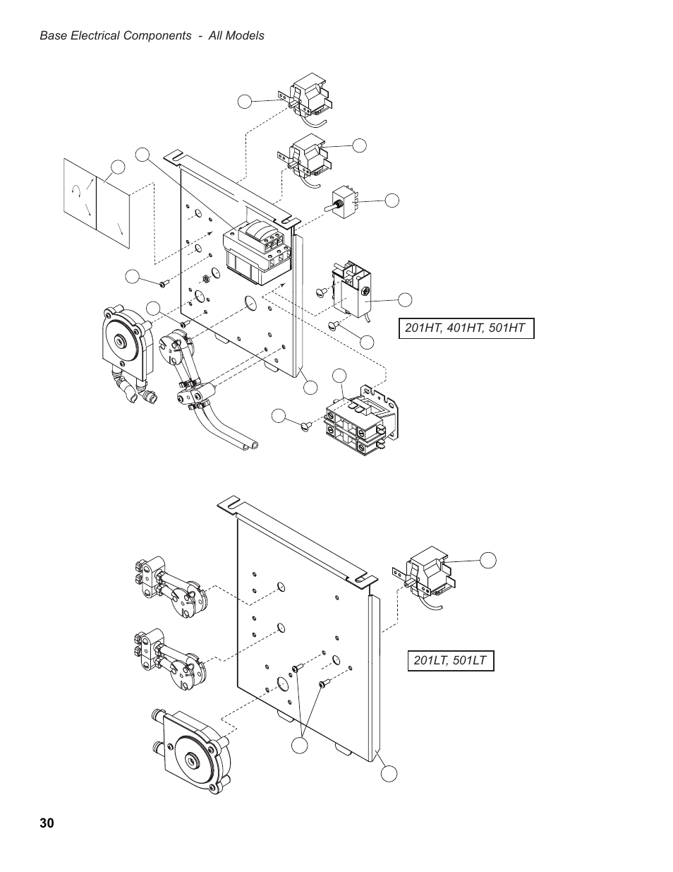 Base electrical components - all models, For wash tank heater (all s/n’s) | Moyer Diebel 501HT User Manual | Page 40 / 78