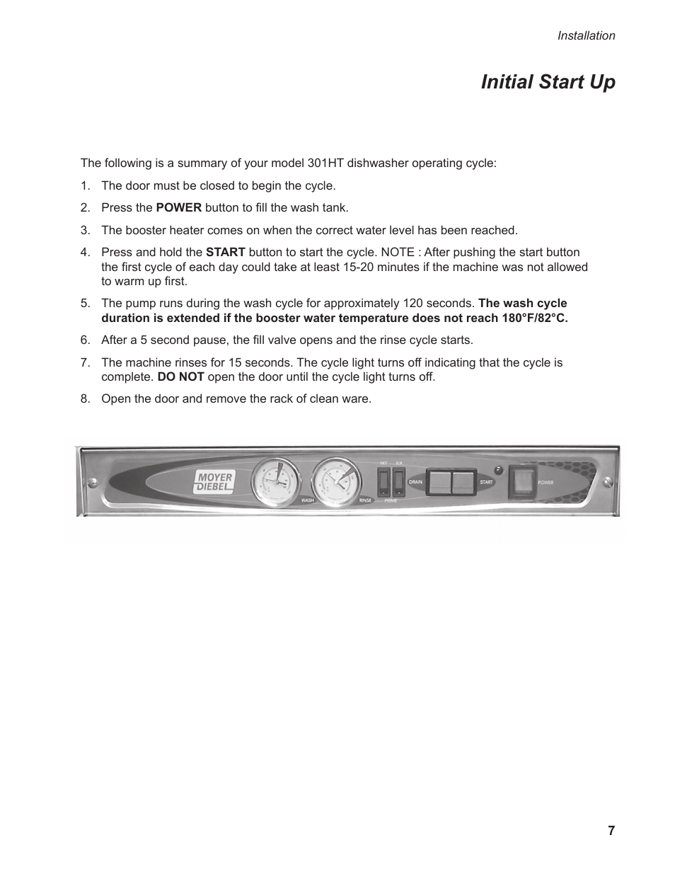 Initial start up | Moyer Diebel 301HT M2 User Manual | Page 15 / 50