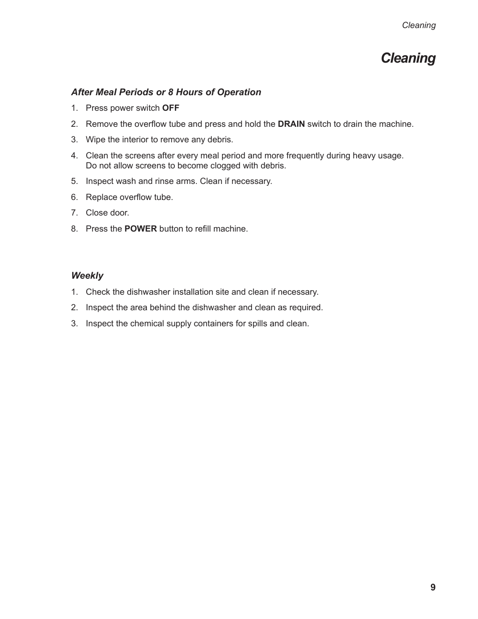 Cleaning | Moyer Diebel 301HT M2 User Manual | Page 17 / 50