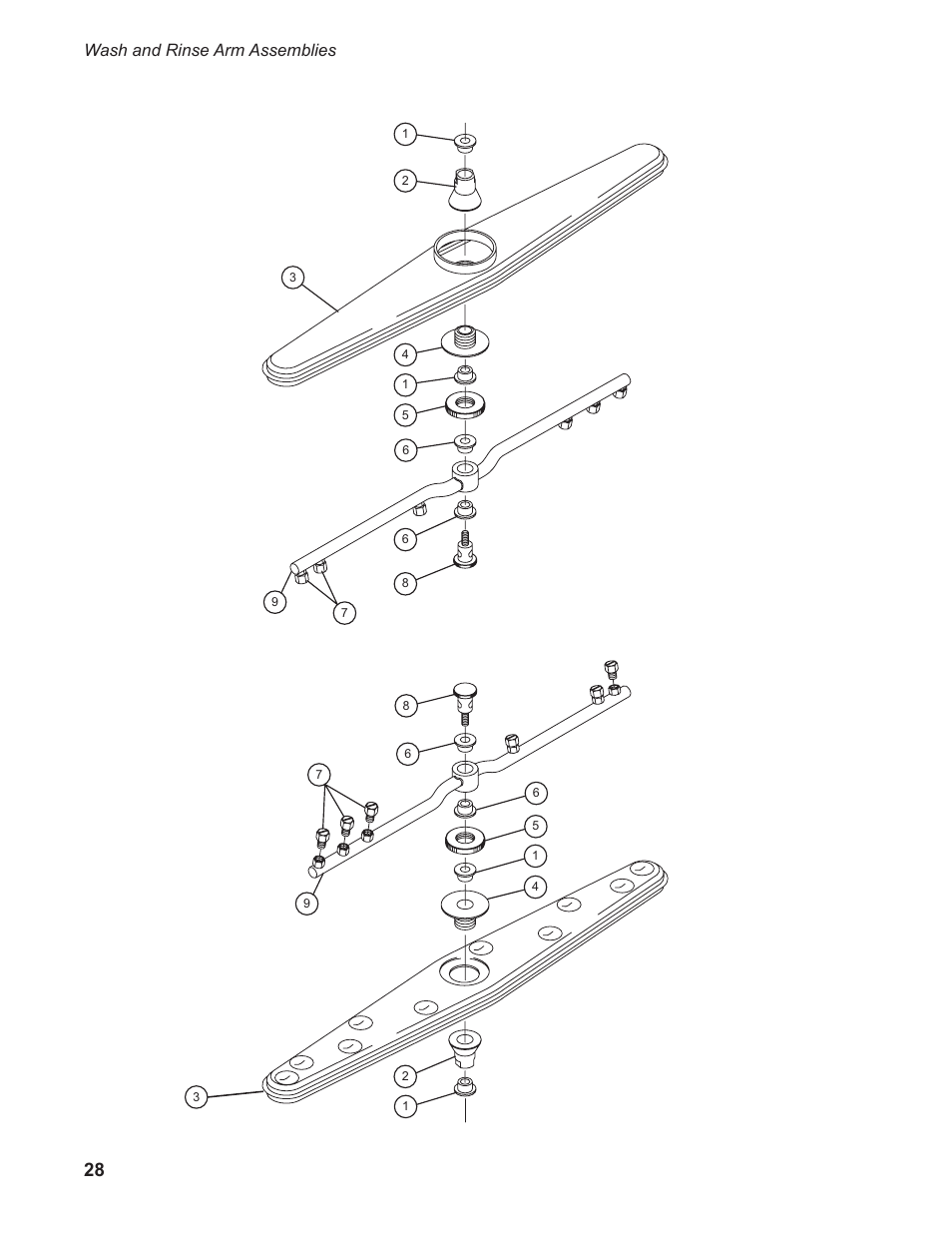 Wash and rinse arm assemblies | Moyer Diebel 301HT M2 User Manual | Page 36 / 50