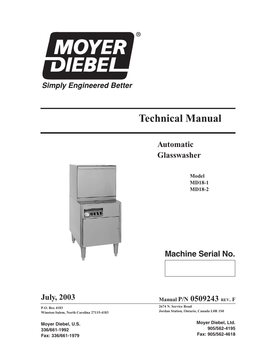 Moyer Diebel MD18-1 User Manual | 44 pages