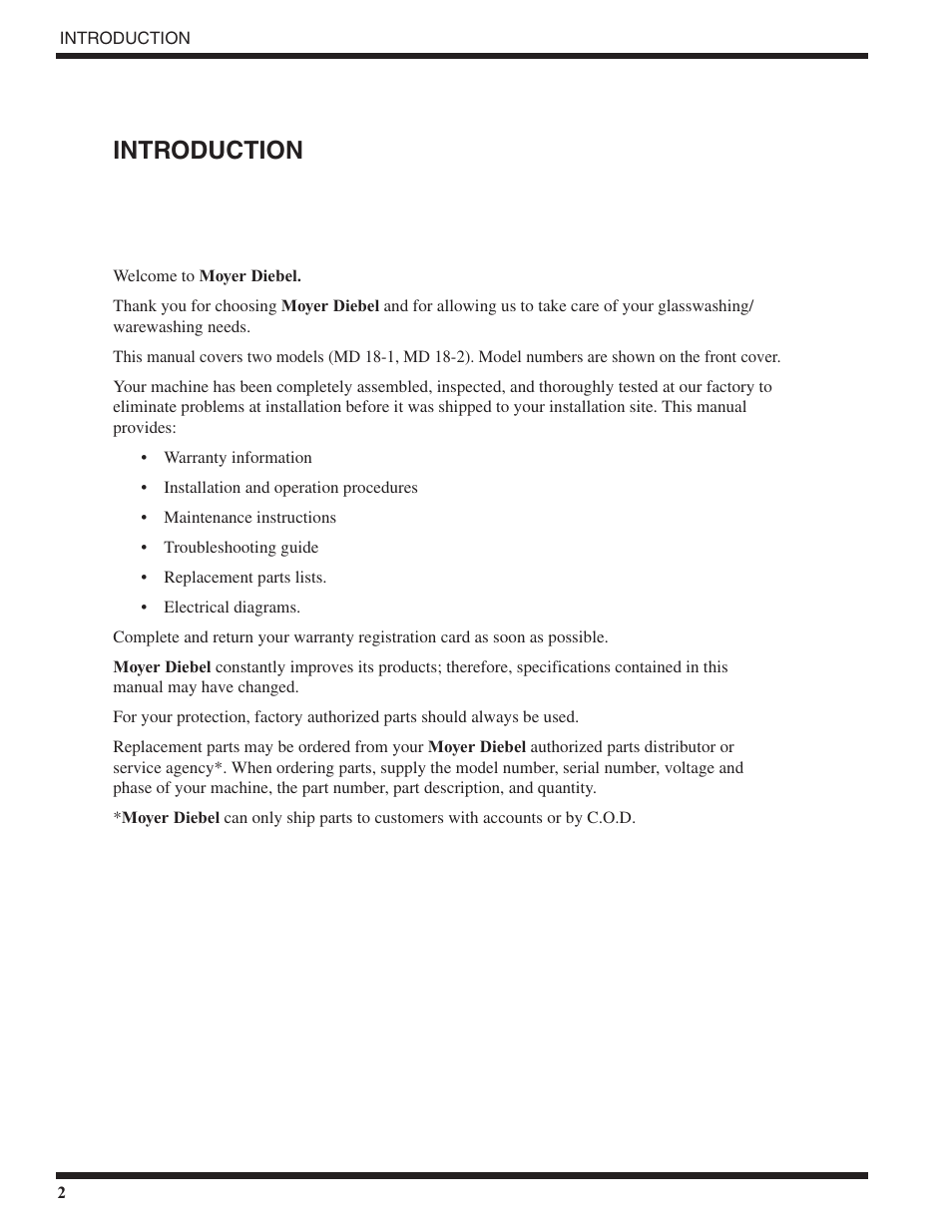 Introduction | Moyer Diebel MD18-1 User Manual | Page 8 / 44