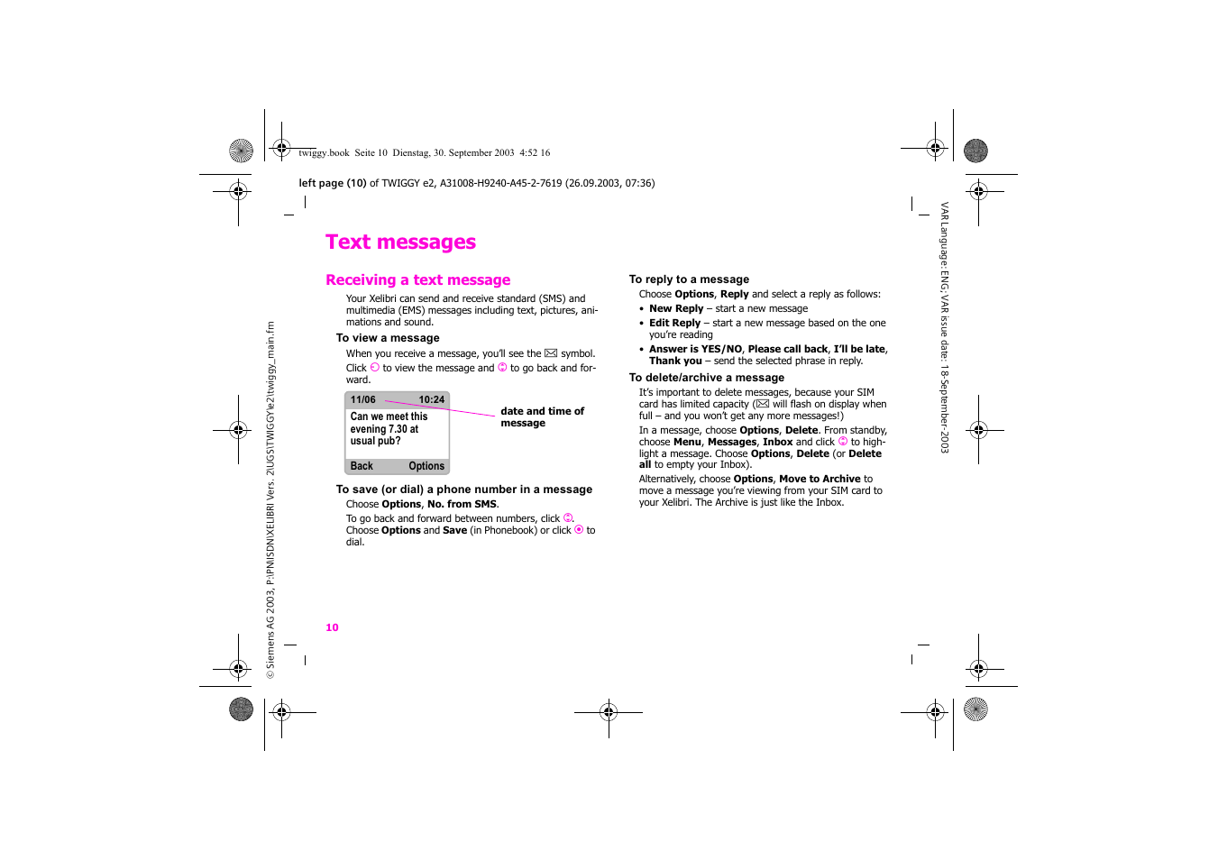 Text messages | Siemens Xelibri 6 User Manual | Page 11 / 30