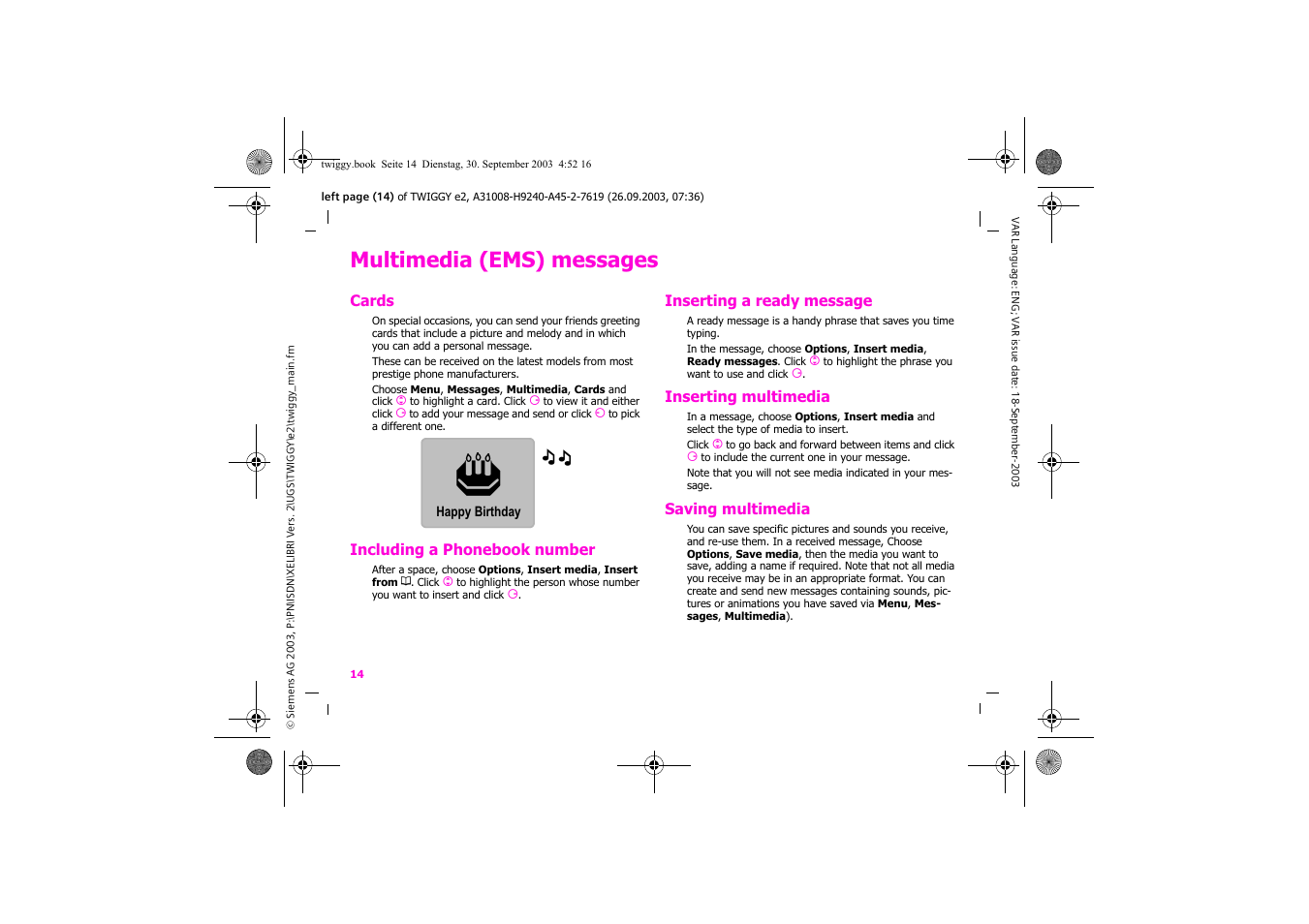 Multimedia (ems) messages | Siemens Xelibri 6 User Manual | Page 15 / 30