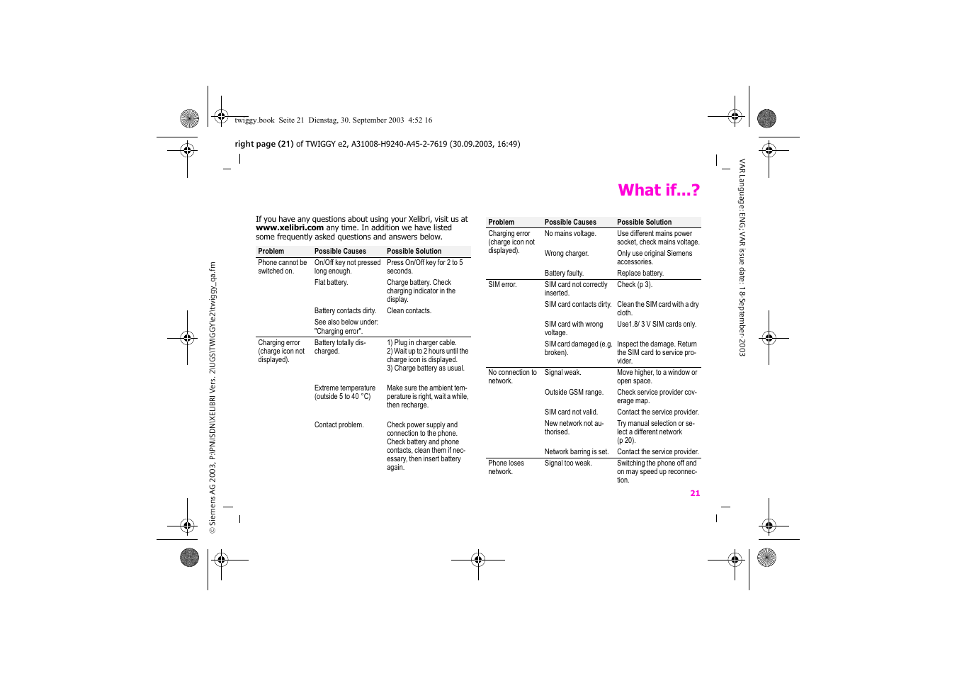 What if | Siemens Xelibri 6 User Manual | Page 22 / 30