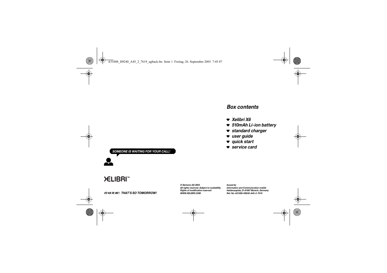 Siemens Xelibri 6 User Manual | Page 30 / 30