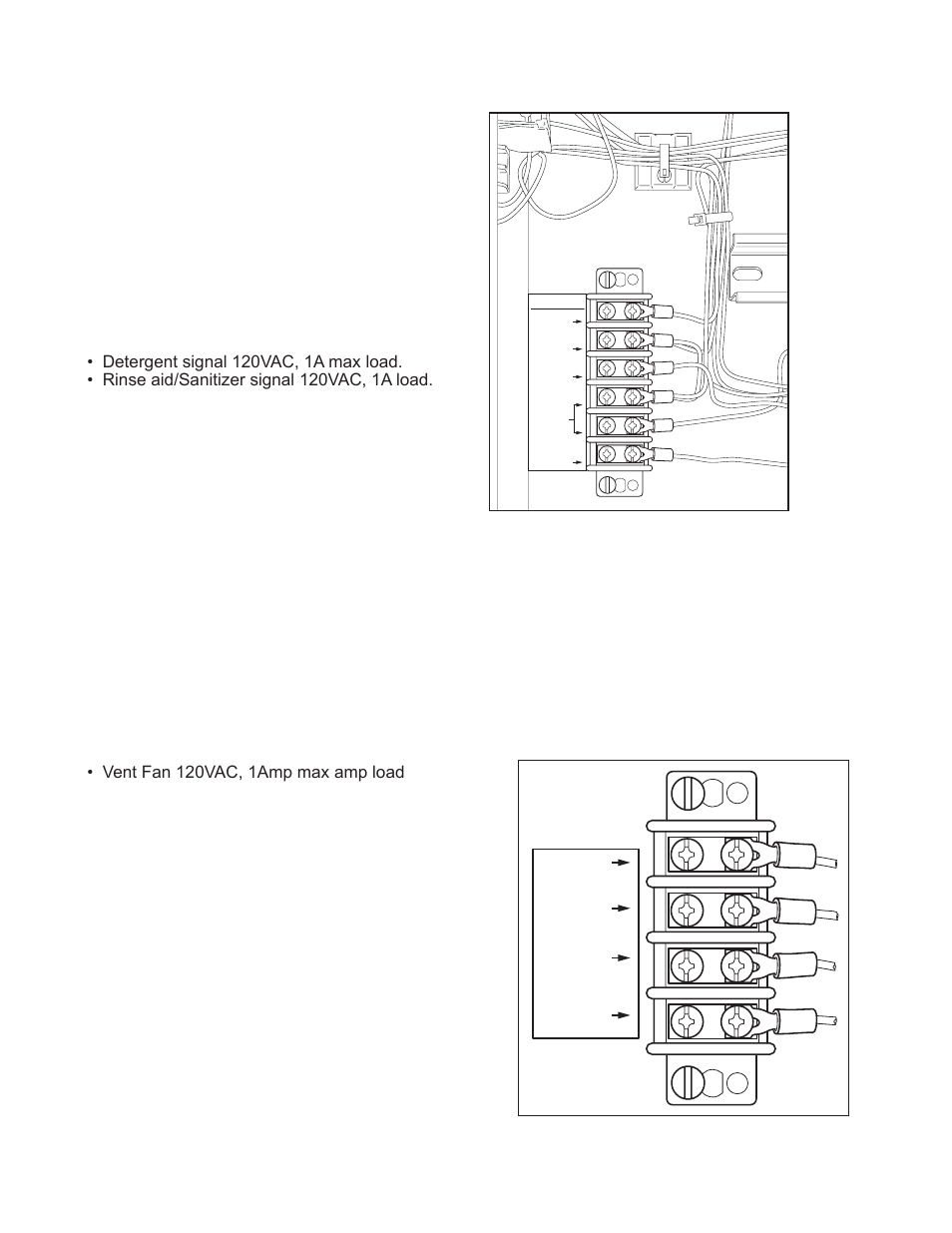 Chemical signal connections, Vent fan signal connection, Running signal and table limit switch connections | Moyer Diebel MD-66 User Manual | Page 14 / 100