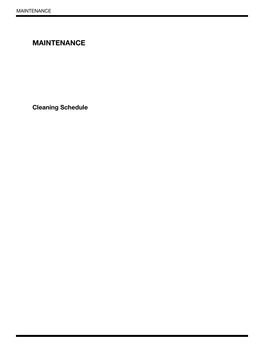 Maintenance, Cleaning schedule | Moyer Diebel 401-HTN User Manual | Page 16 / 51
