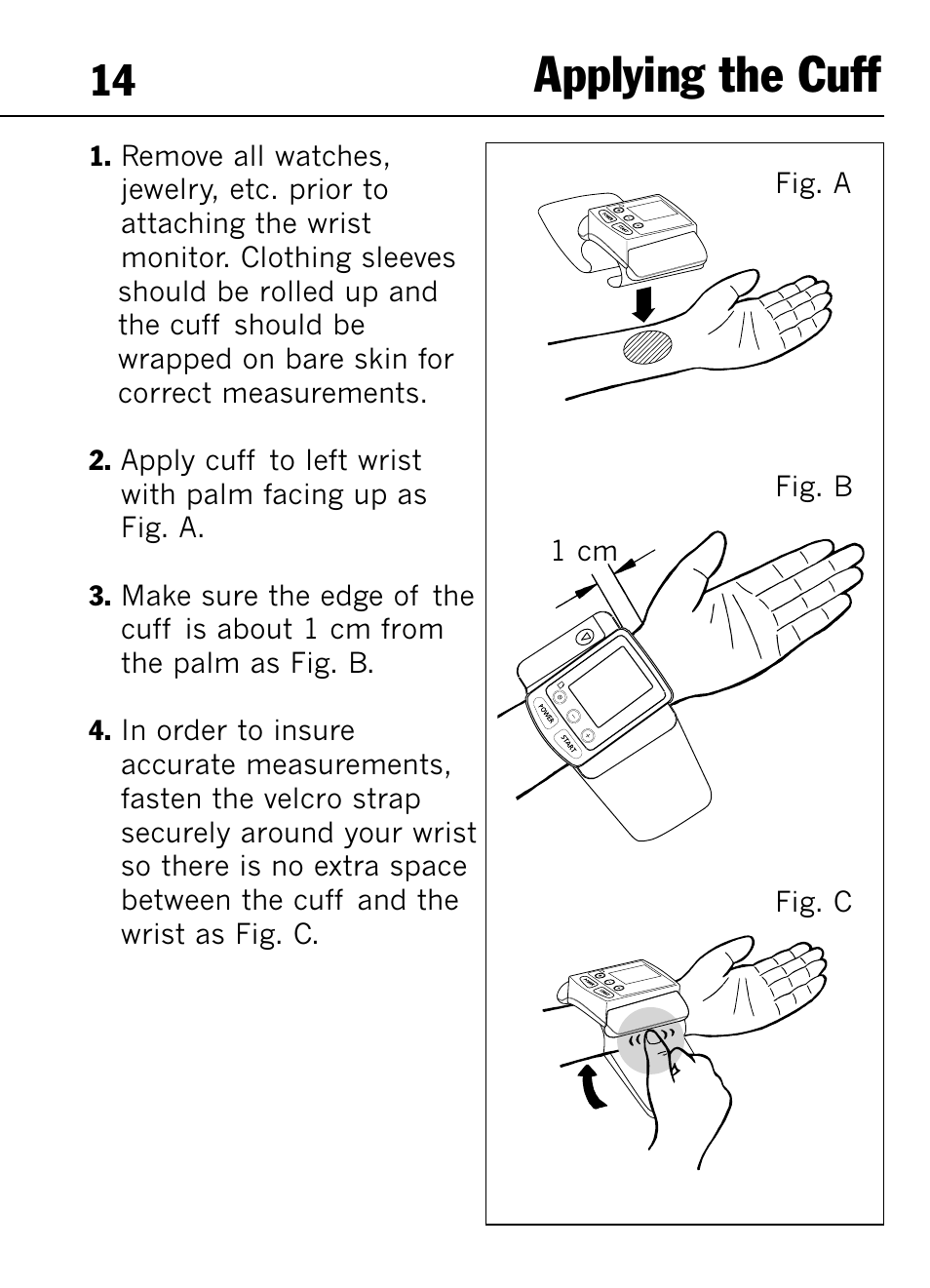 Applying the cuff | Mark Of Fitness 1140 User Manual | Page 14 / 31