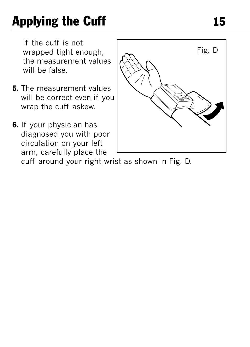 Applying the cuff | Mark Of Fitness 1140 User Manual | Page 15 / 31