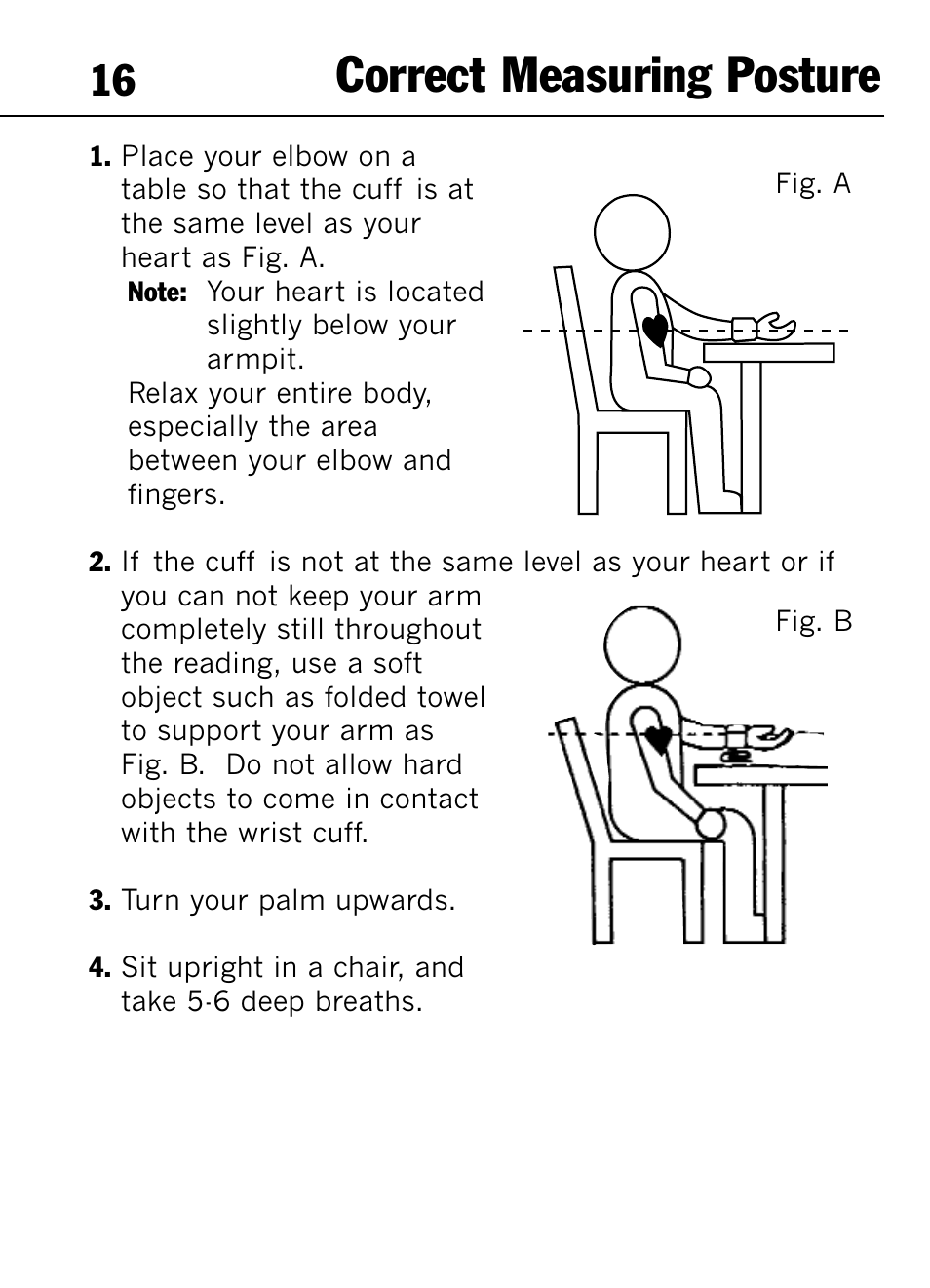 Correct measuring posture | Mark Of Fitness 1140 User Manual | Page 16 / 31