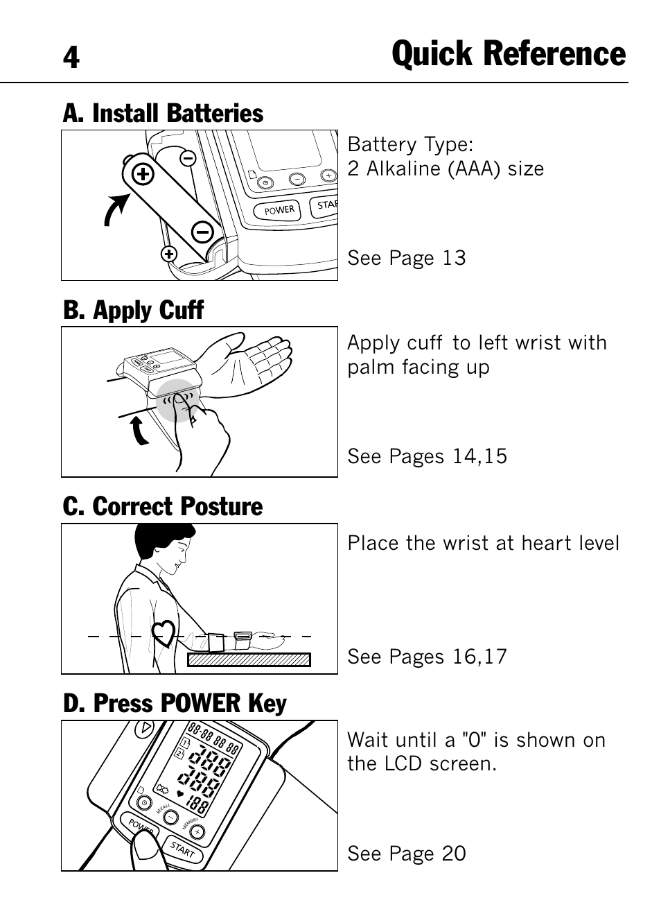 Quick reference | Mark Of Fitness 1140 User Manual | Page 4 / 31