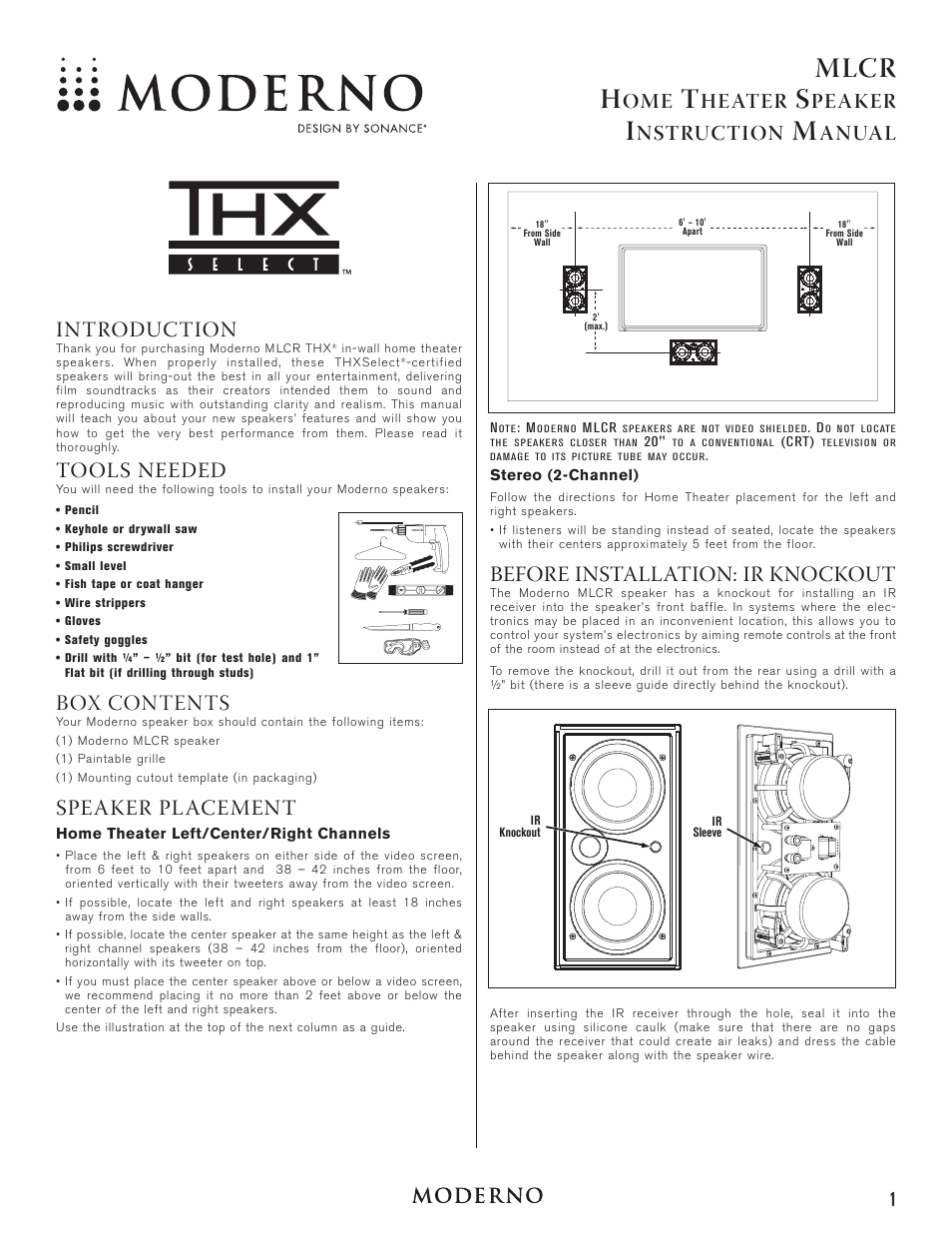 Moderno MLCR User Manual | 4 pages