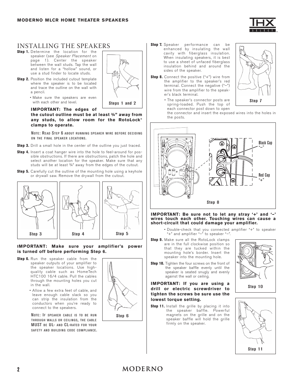 Installing the speakers | Moderno MLCR User Manual | Page 2 / 4