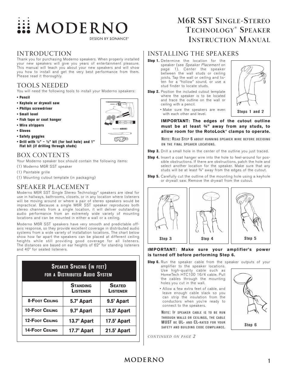 Moderno M6RSST User Manual | 4 pages